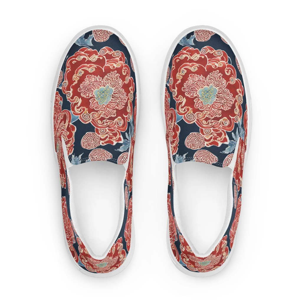 Crimson Labyrinth on Women's Slip-On Canvas Shoes — Front