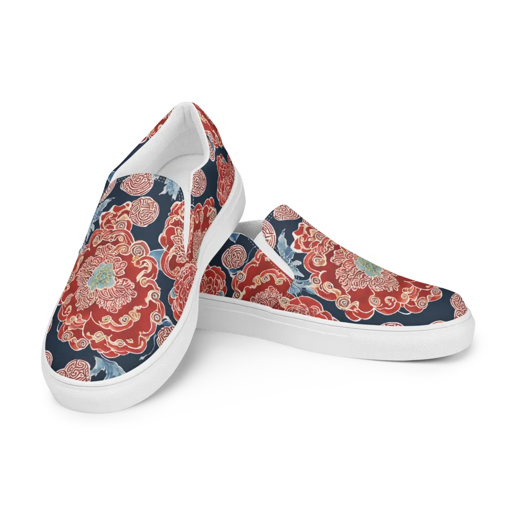 Crimson Labyrinth on Women's Slip-On Canvas Shoes — Left Front