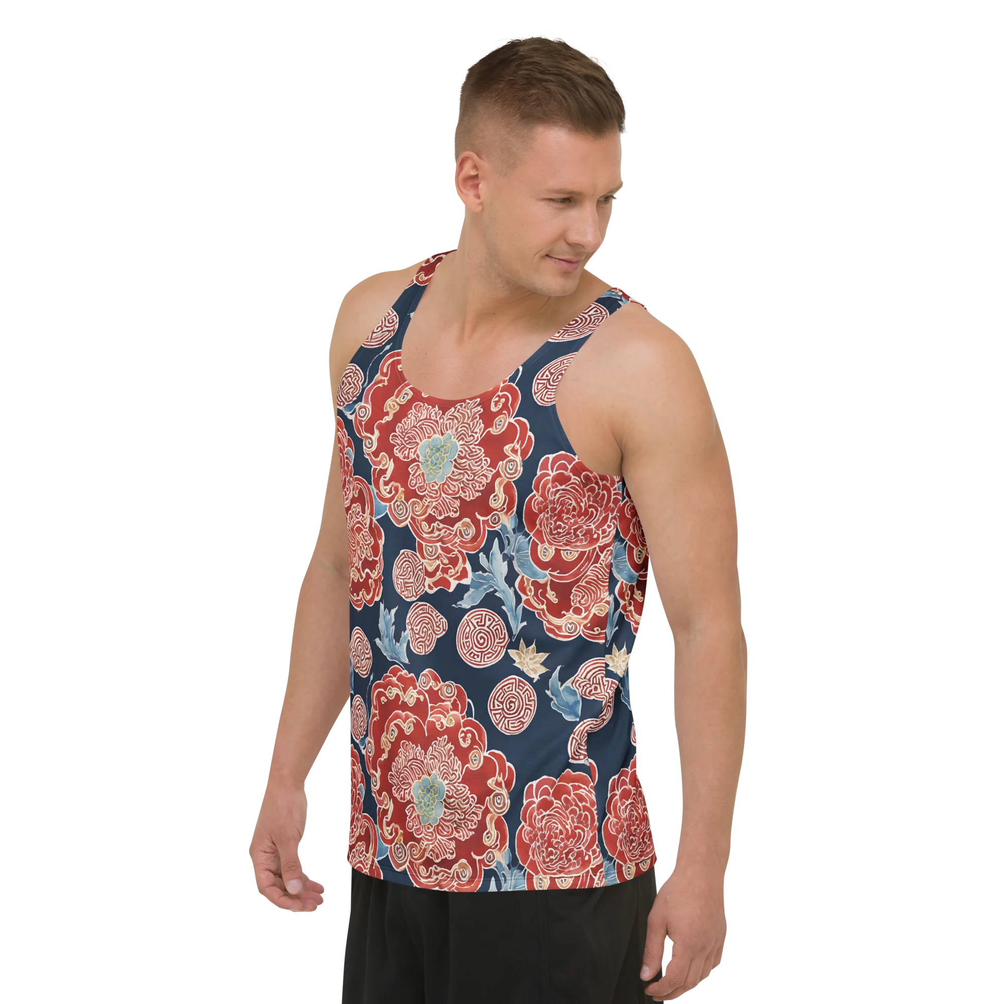 Crimson Labyrinth on Men's Tank Top — Left Front
