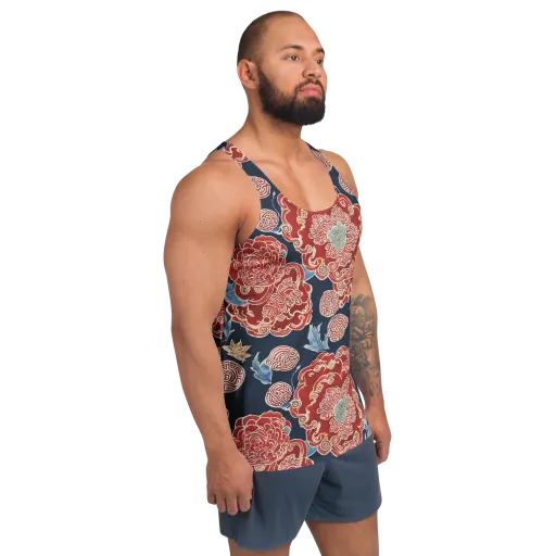 Crimson Labyrinth on a Men's Tank Top