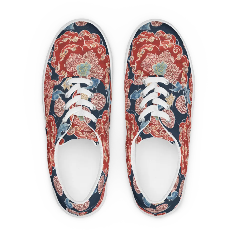 Crimson Labyrinth on Men's Lace-Up Canvas Shoes — Front