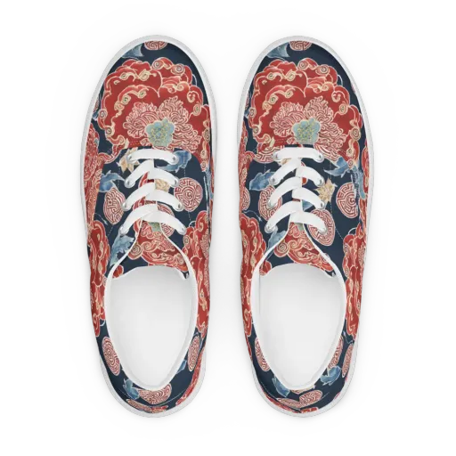Crimson Labyrinth on a Men's Lace-Up Canvas Shoes