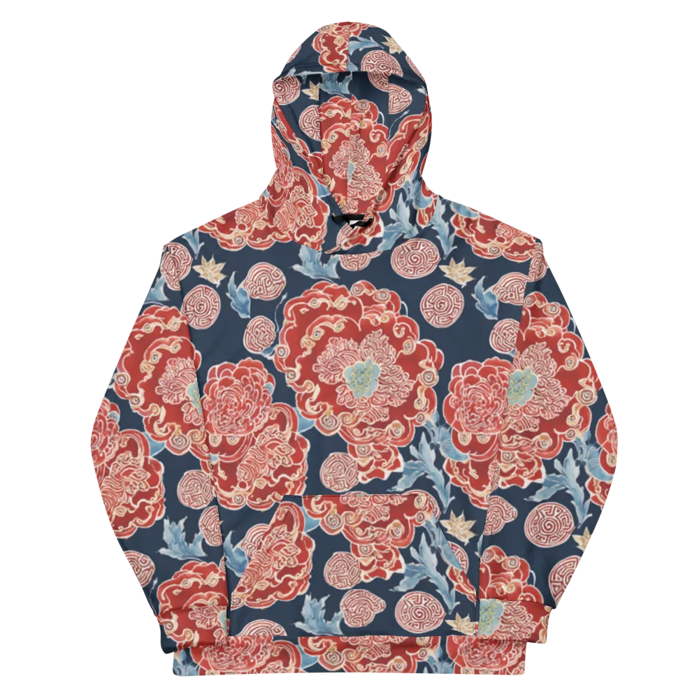Crimson Labyrinth on Cotton Hoodie — Front