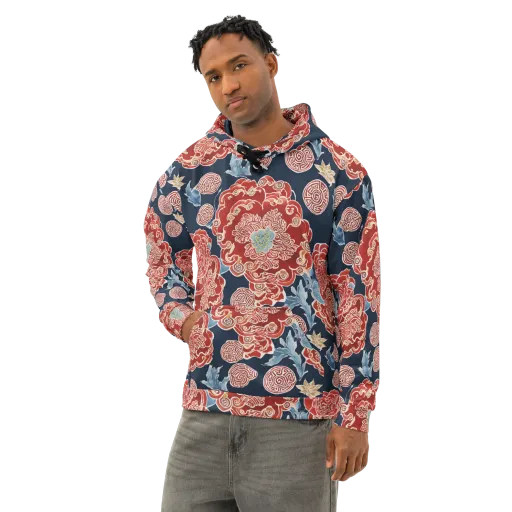 Crimson Labyrinth on a Cotton Hoodie