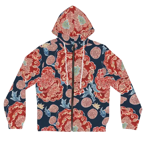 Crimson Labyrinth on a Women's Full-Zip Hoodie