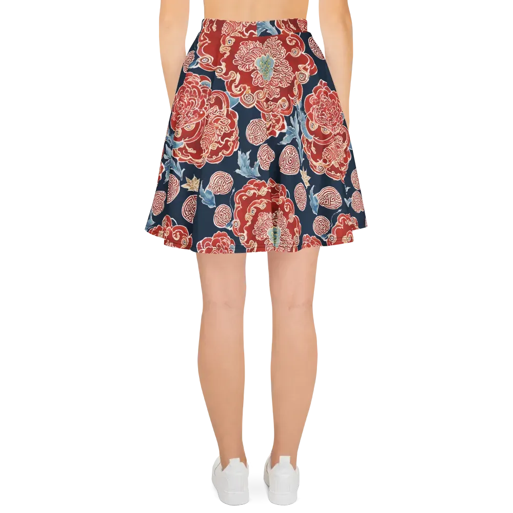 Crimson Labyrinth on Skater Skirt — Back