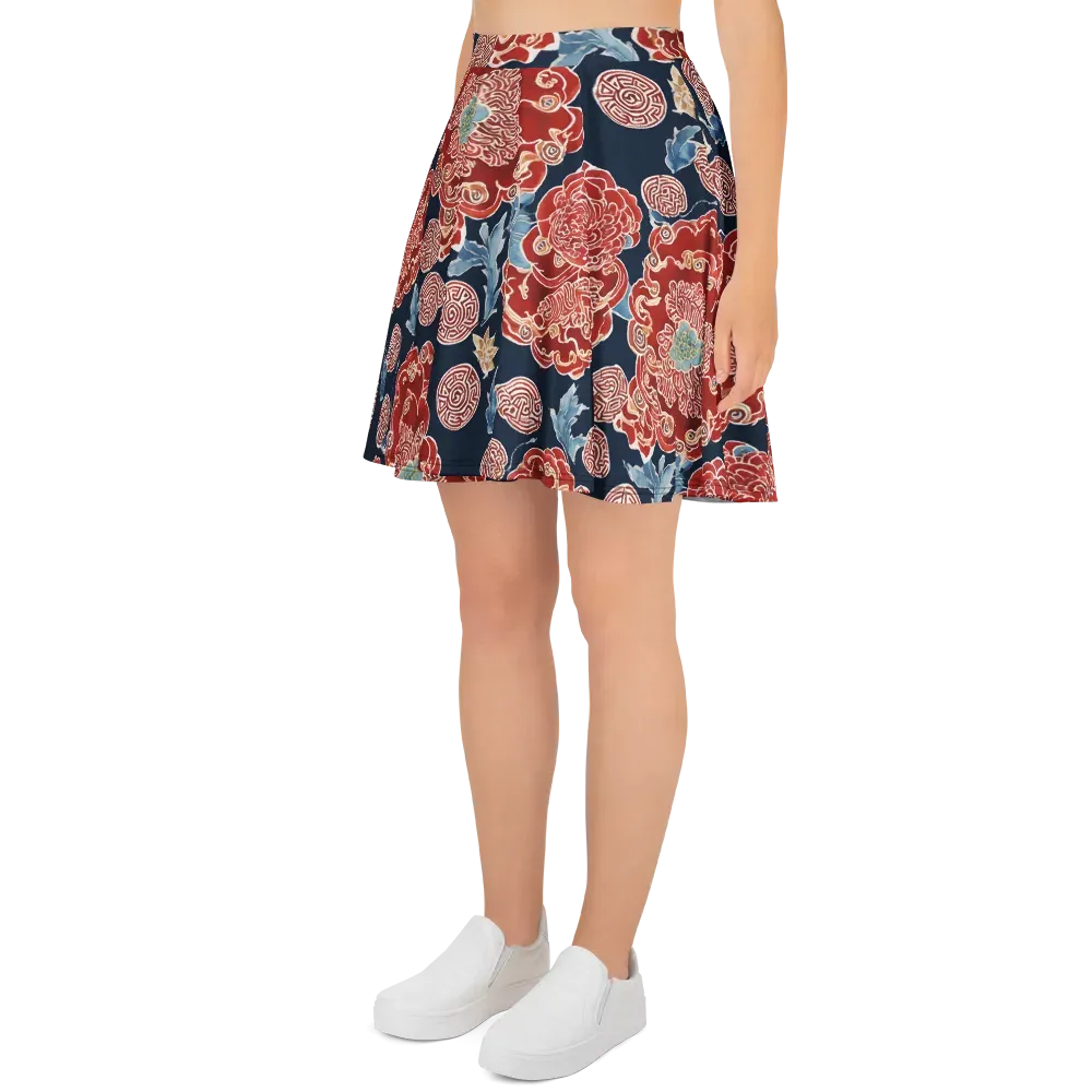 Crimson Labyrinth on Skater Skirt — Left