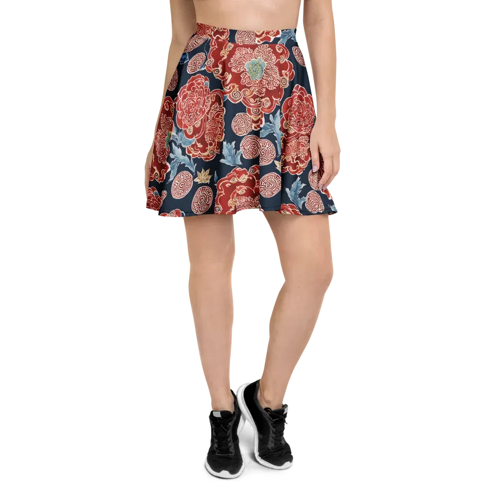 Crimson Labyrinth on Skater Skirt — Front