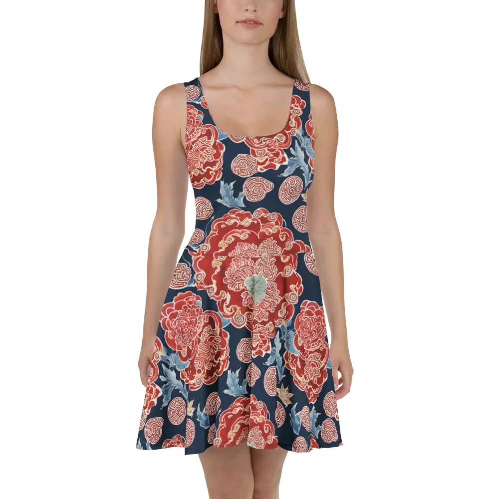 Crimson Labyrinth on Skater Dress — Front