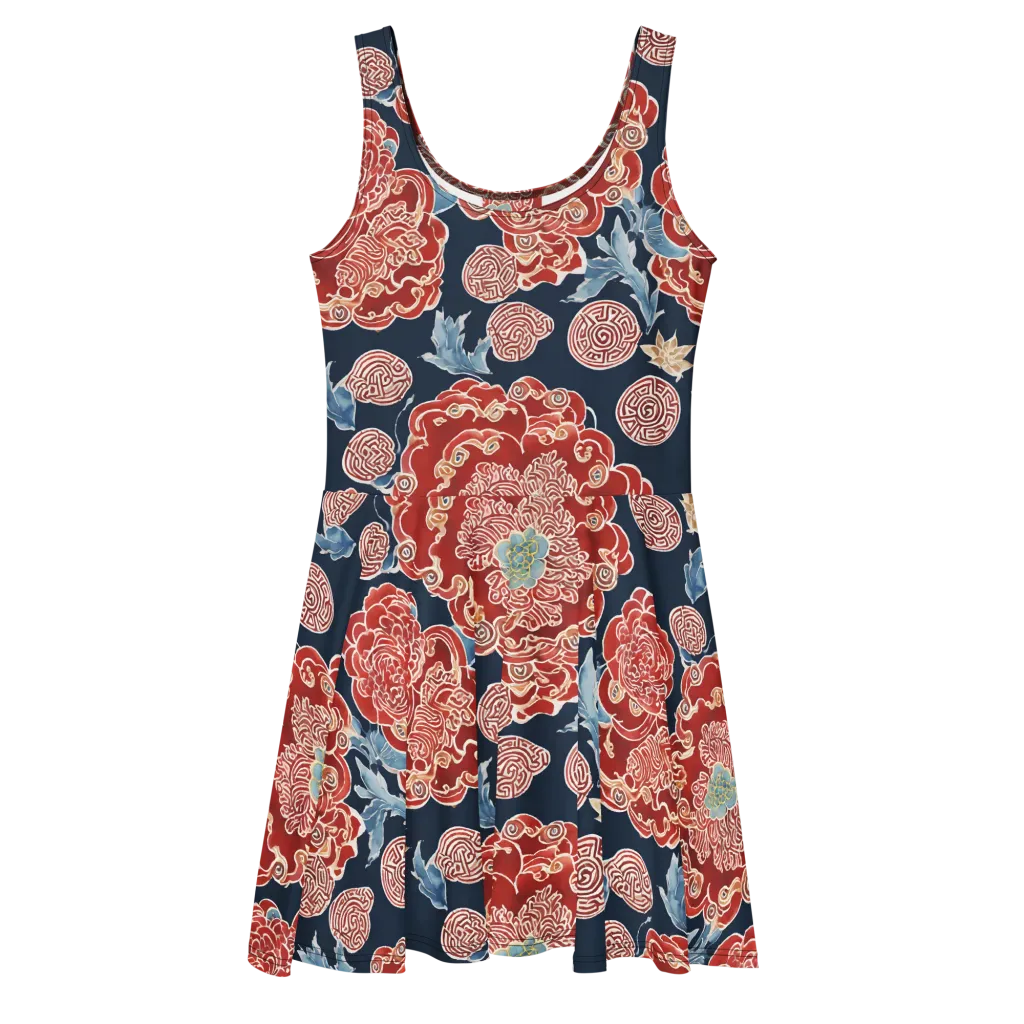 Crimson Labyrinth on Skater Dress — Front