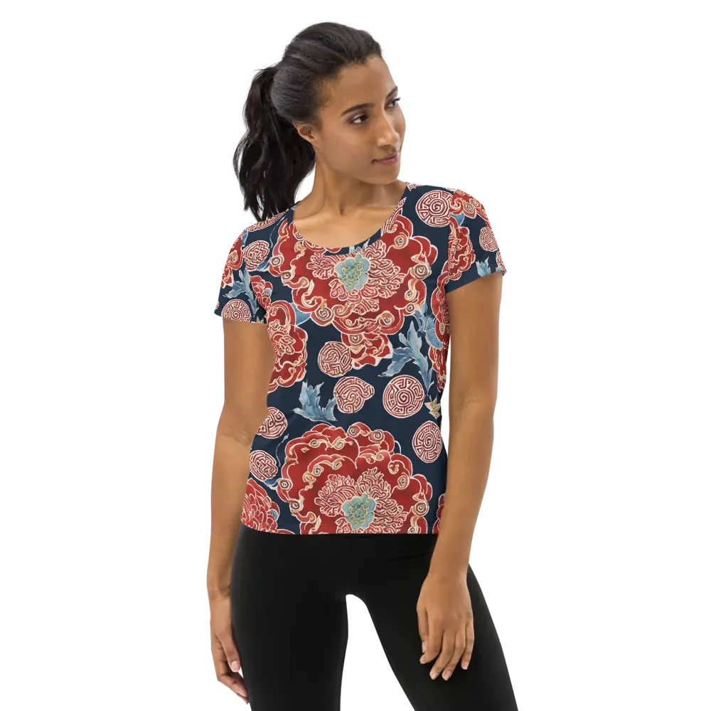 Crimson Labyrinth on Women's Athletic T-Shirt — Front