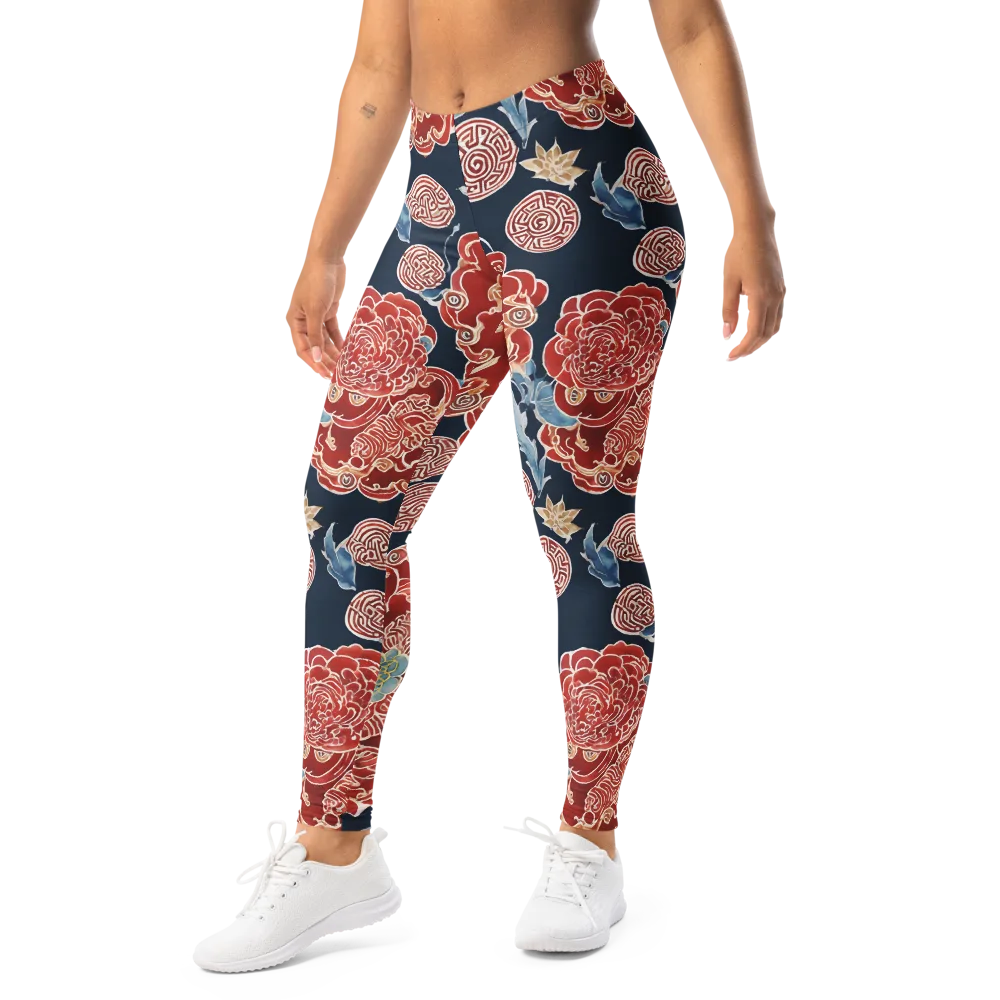 Crimson Labyrinth on Leggings — Left Front
