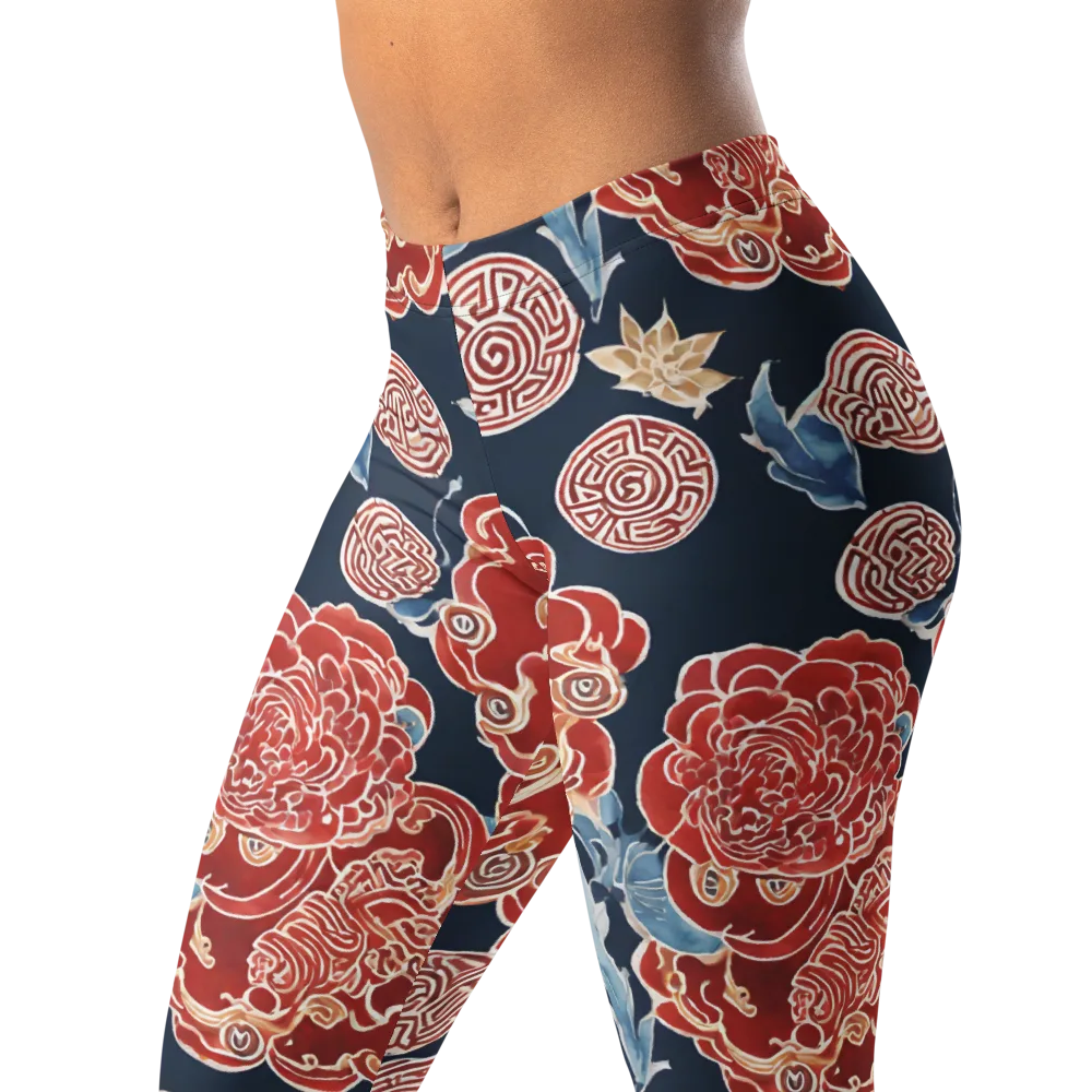 Crimson Labyrinth on Leggings — Left Front