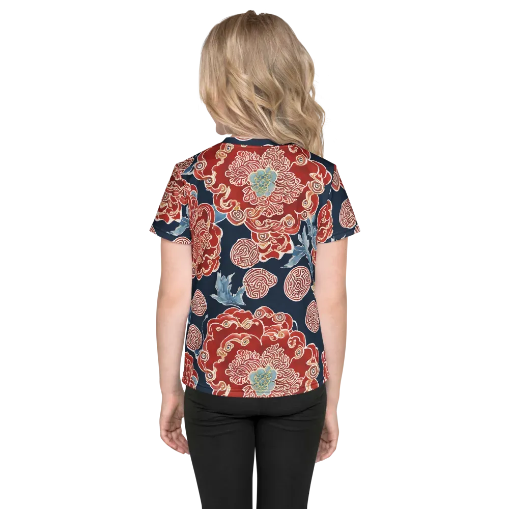 Crimson Labyrinth on Kids Crew Neck T-Shirt — Back