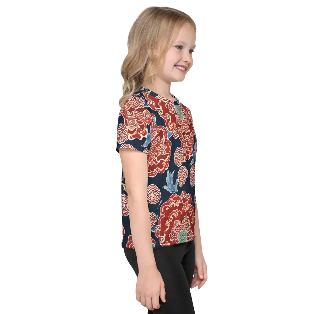 Crimson Labyrinth on Kids Crew Neck T-Shirt — Right