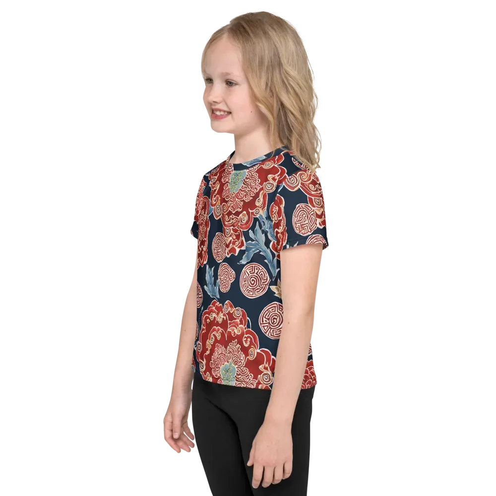 Crimson Labyrinth on Kids Crew Neck T-Shirt — Left