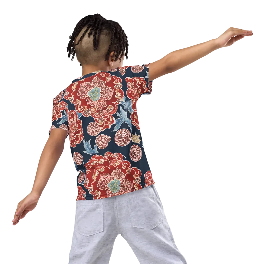 Crimson Labyrinth on Kids Crew Neck T-Shirt — Back