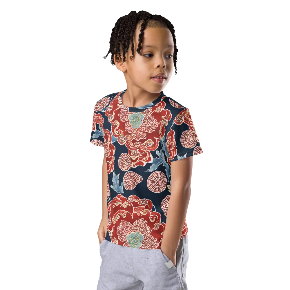 Crimson Labyrinth on Kids Crew Neck T-Shirt — Left Front