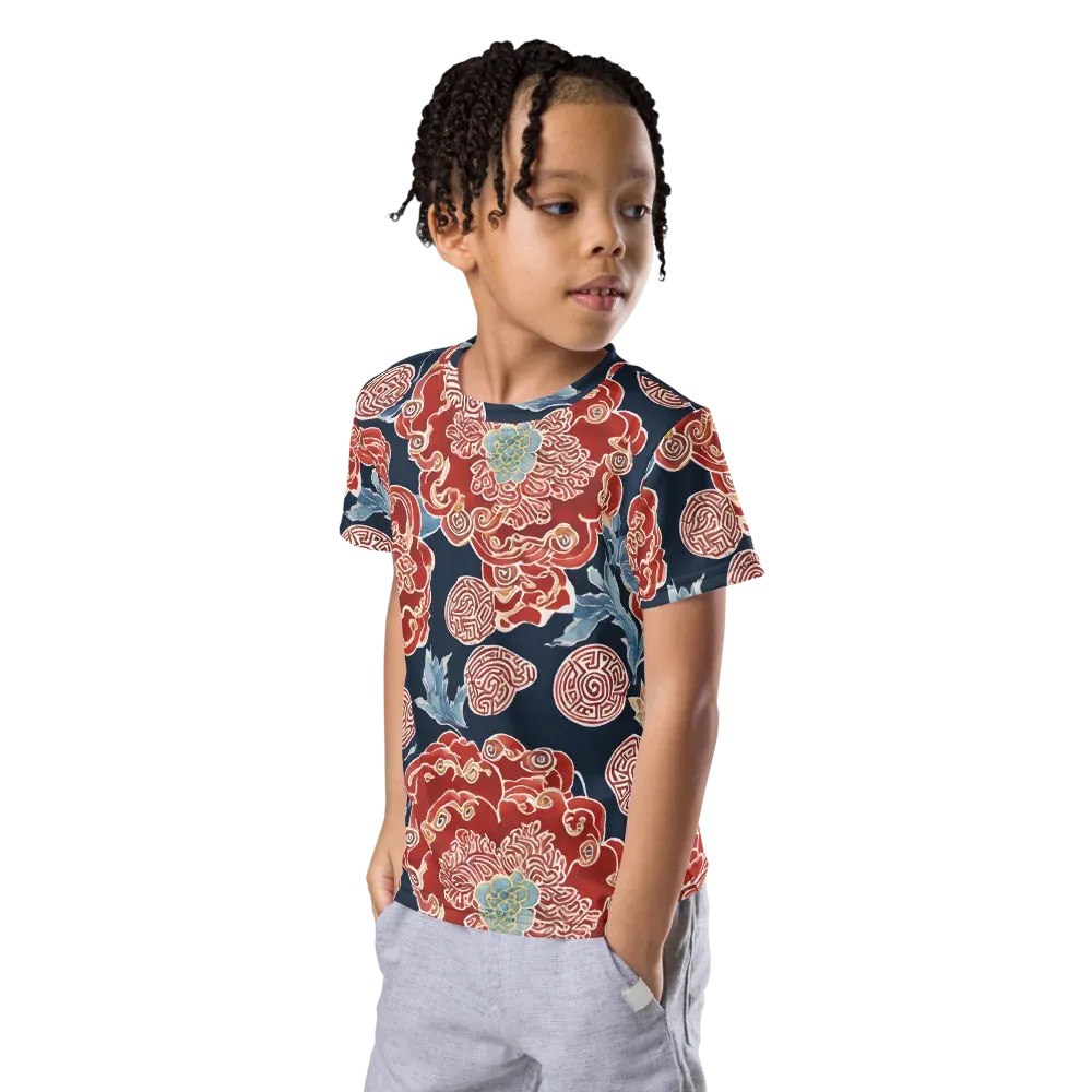 Crimson Labyrinth on Kids Crew Neck T-Shirt — Left Front