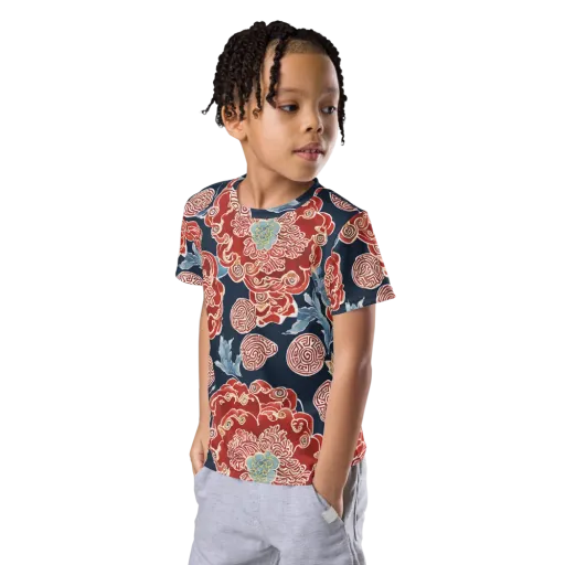 Crimson Labyrinth on a Kids Crew Neck T-Shirt