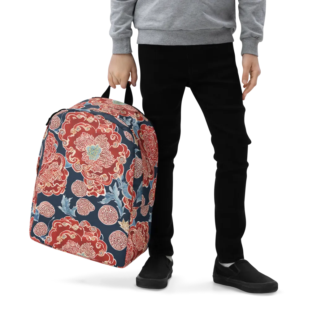 Crimson Labyrinth on Minimalist Backpack — Zoomed-in