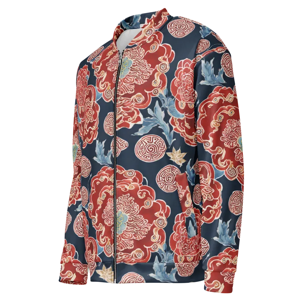 Crimson Labyrinth on Bomber Jacket — Left Front