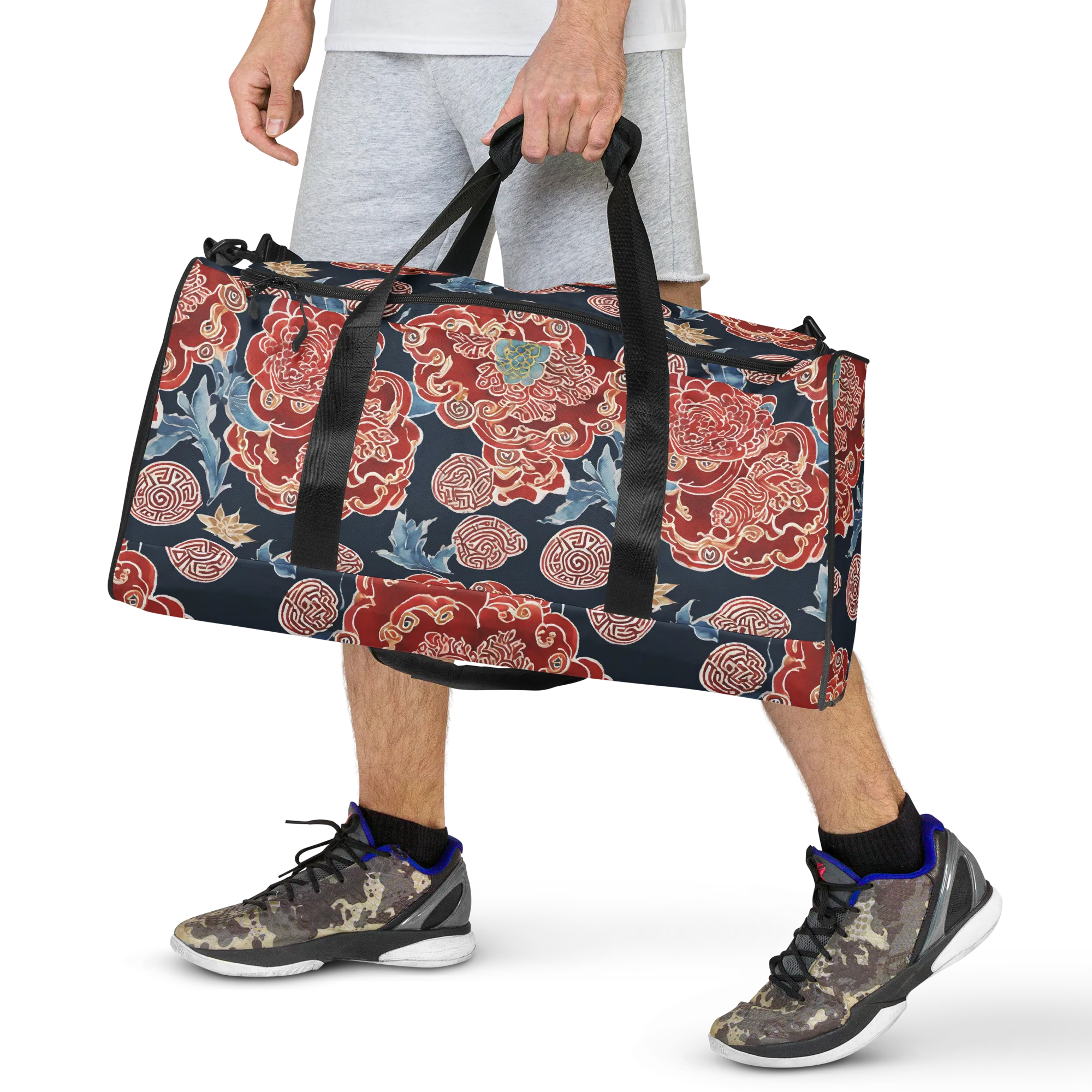 Crimson Labyrinth on Duffle Bag — Front