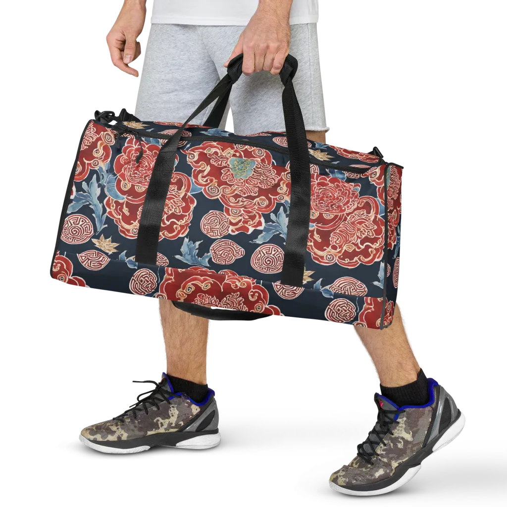 Crimson Labyrinth on Duffle Bag — Front