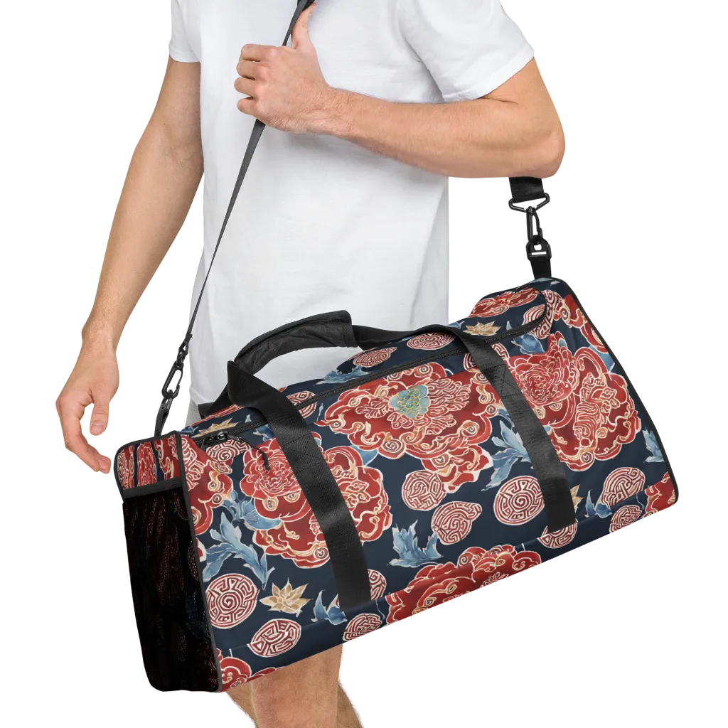 Crimson Labyrinth on Duffle Bag — Right Front