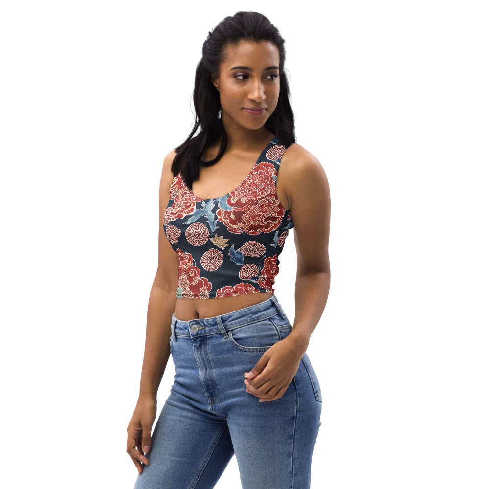 Crimson Labyrinth on Crop Top — Left Front