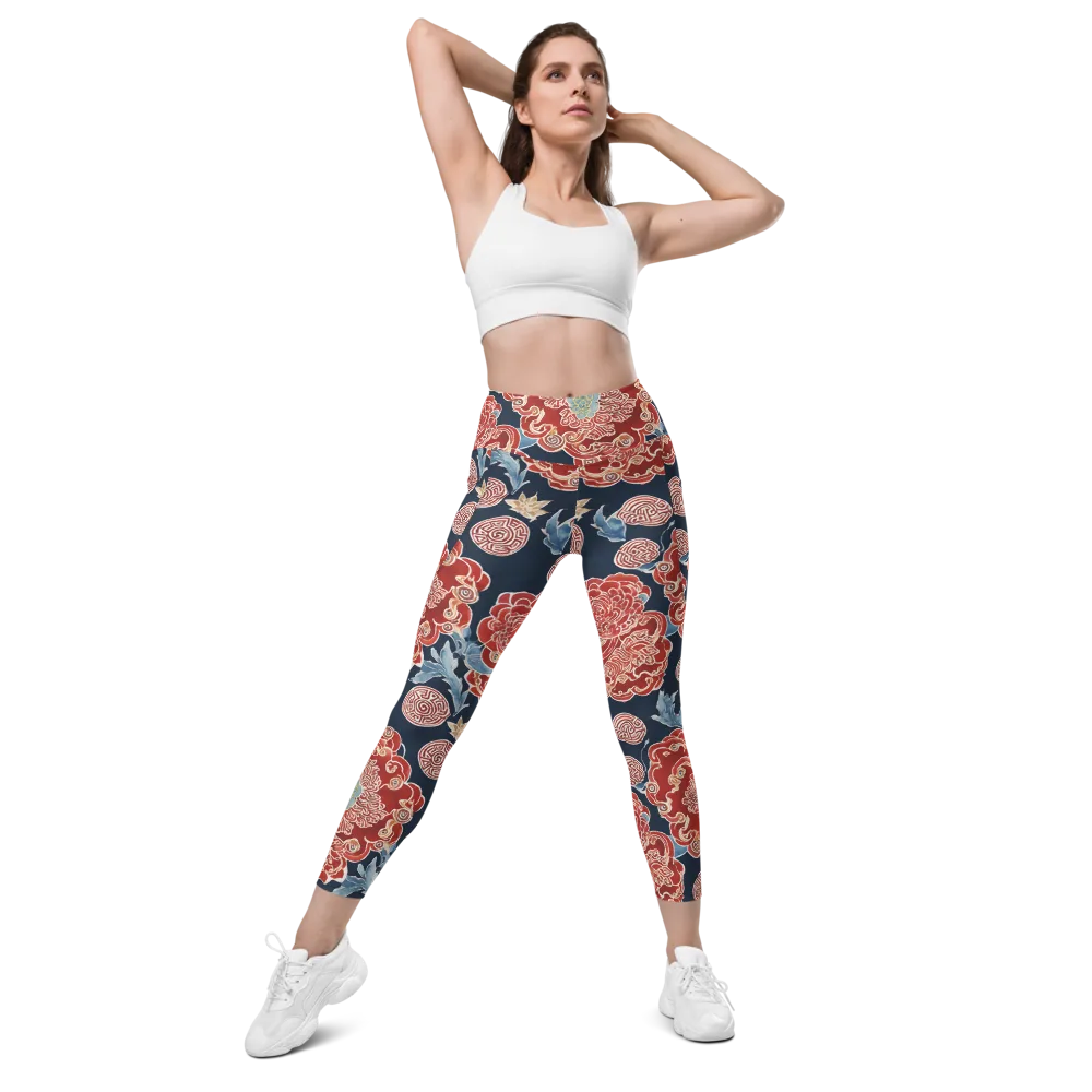 Crimson Labyrinth on Leggings with Pockets — Front