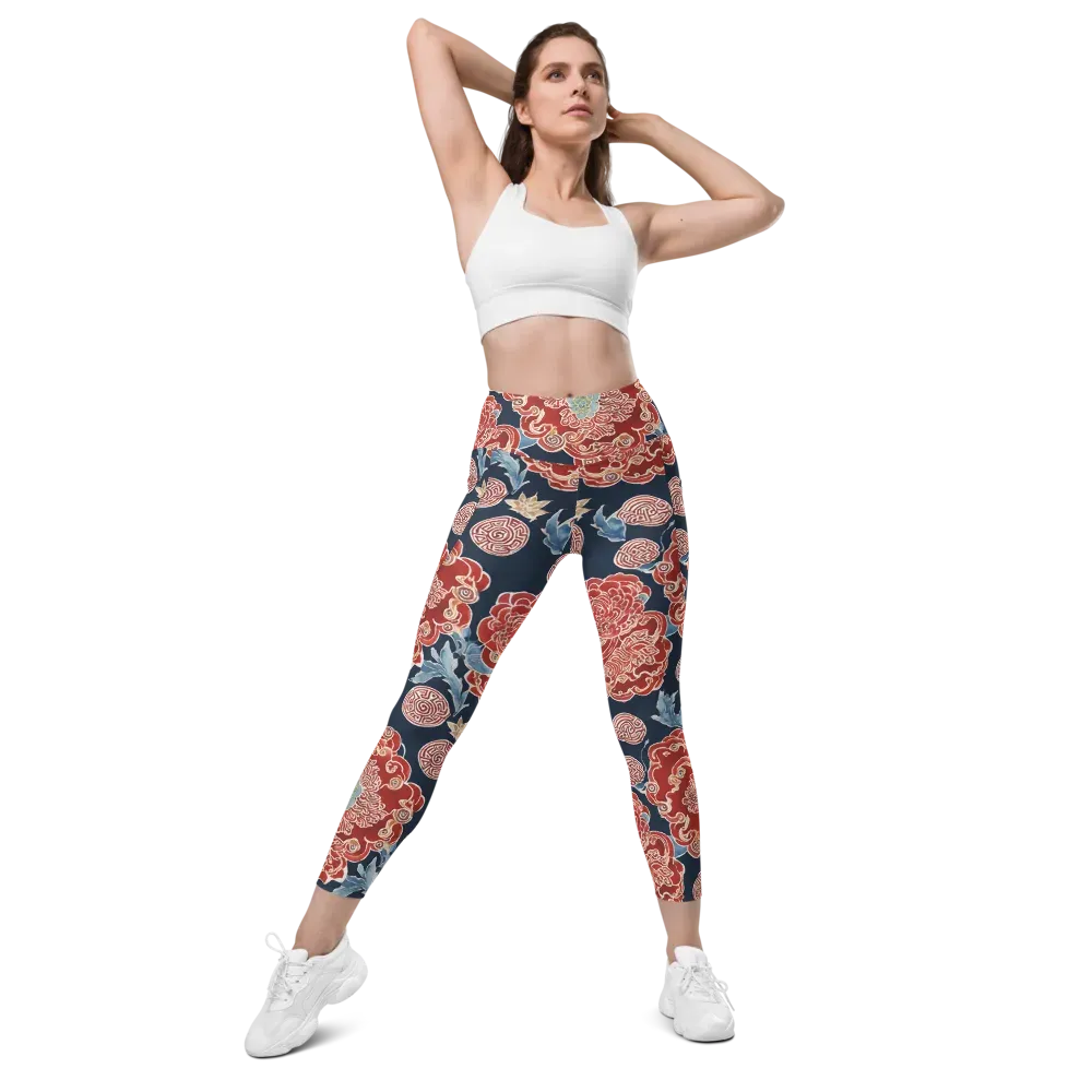 Crimson Labyrinth on Leggings with Pockets — Front
