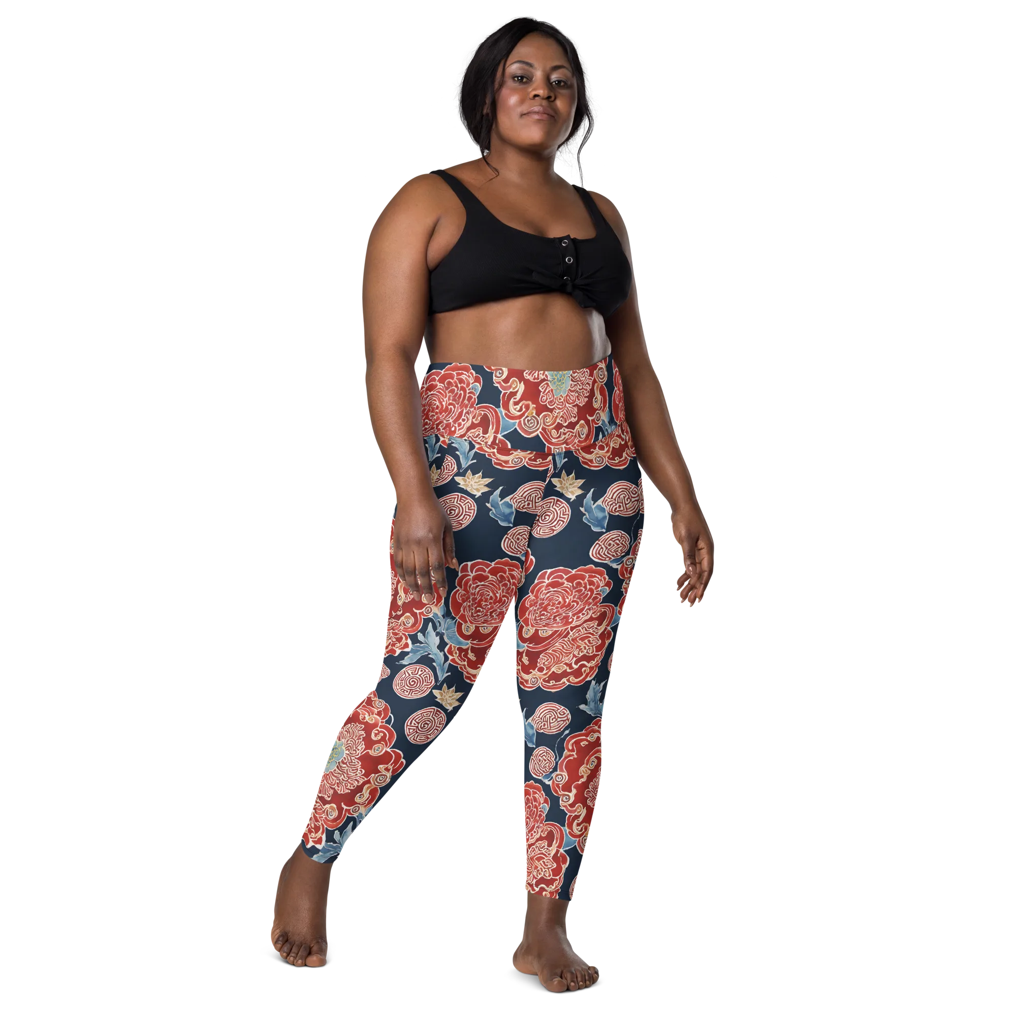 Crimson Labyrinth on Leggings with Pockets — Front