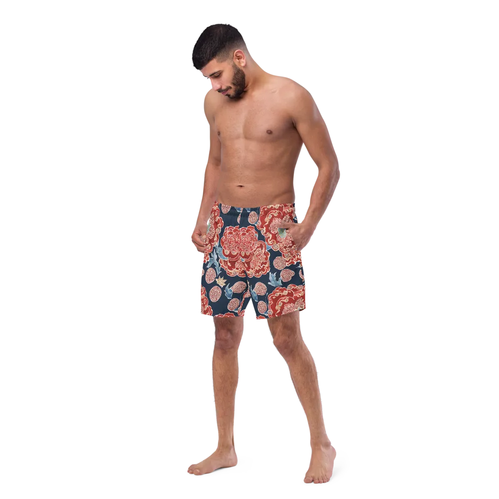 Crimson Labyrinth on Swim Trunks — Left Front
