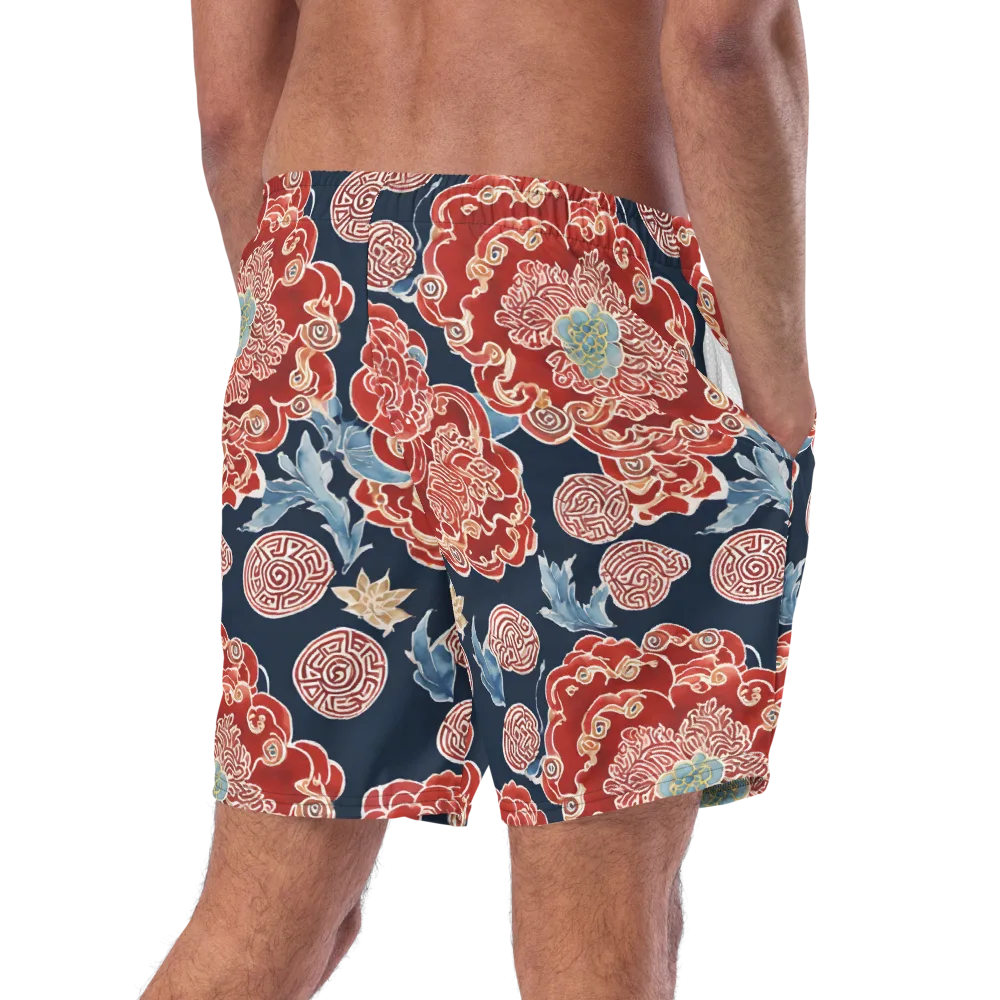 Crimson Labyrinth on Swim Trunks — Right Back