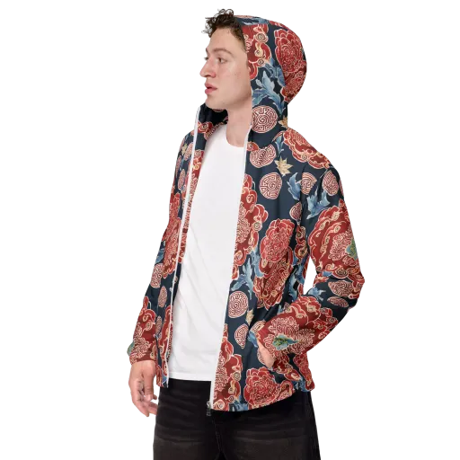Crimson Labyrinth on a Men's Windbreaker