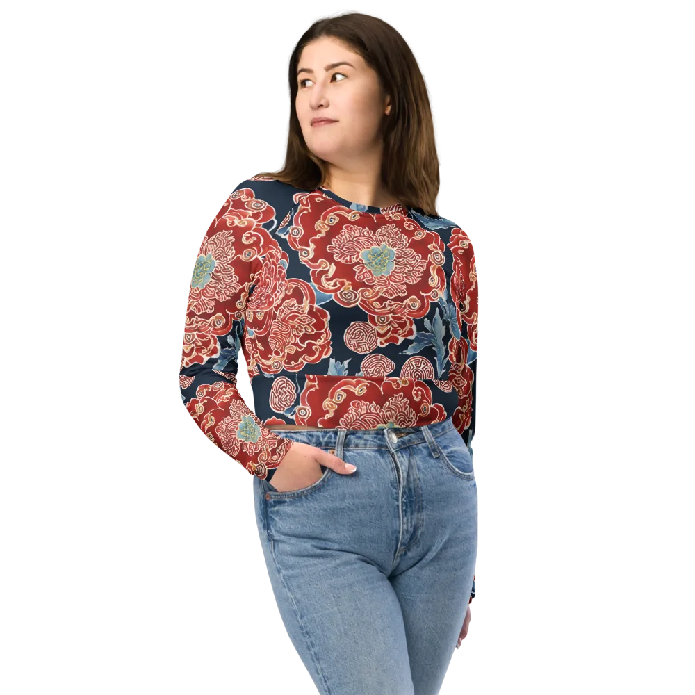 Crimson Labyrinth on Long Sleeve Crop Top — Front