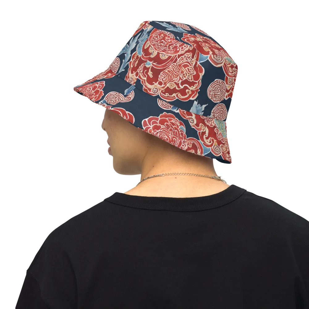 Crimson Labyrinth on Reversible Bucket Hat — Back Inside