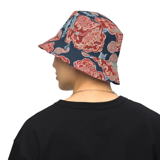 Crimson Labyrinth on a Reversible Bucket Hat
