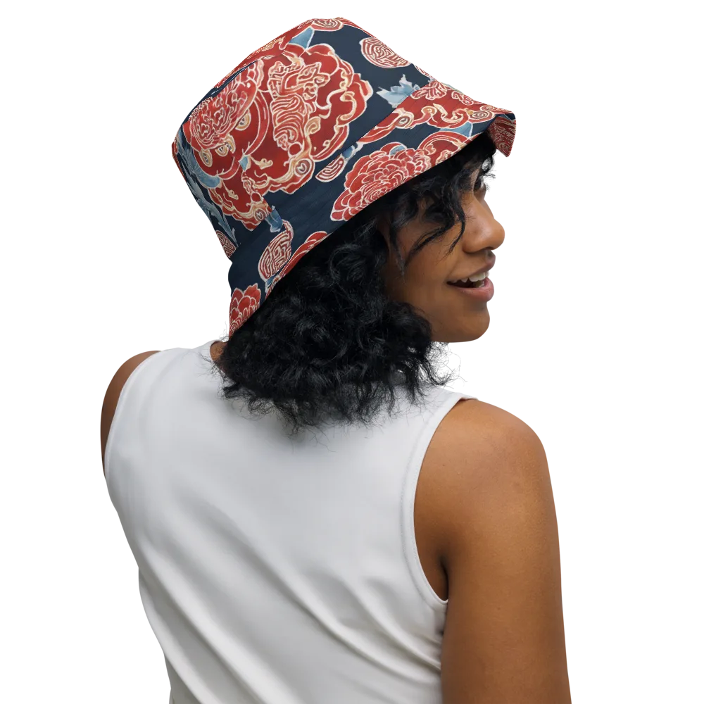 Crimson Labyrinth on Reversible Bucket Hat — Right Outside