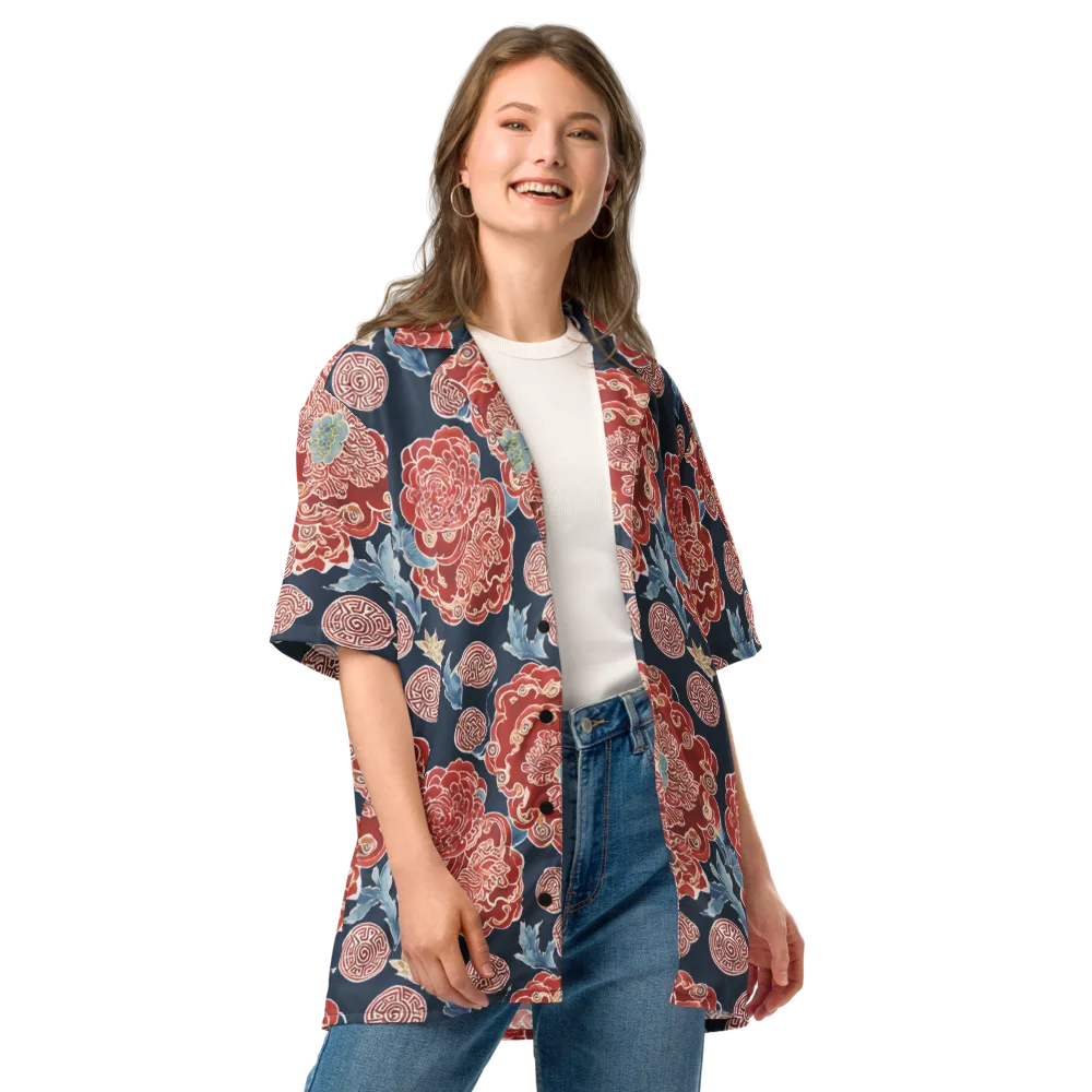 Crimson Labyrinth on Button Shirt — Front
