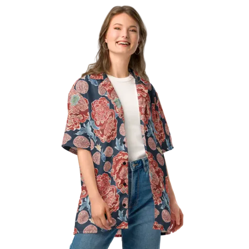 Crimson Labyrinth on a Button Shirt