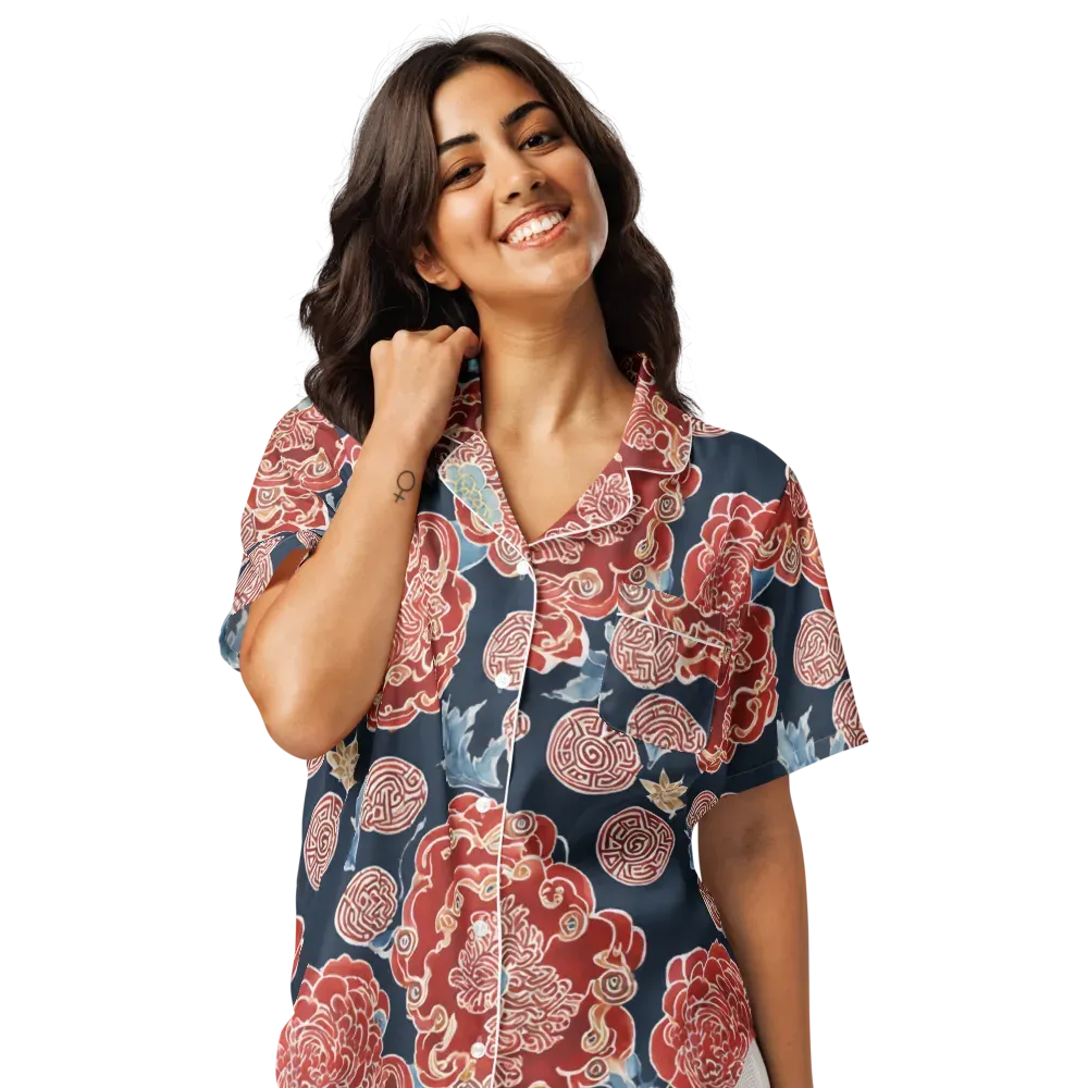 Crimson Labyrinth on Women's Short Sleeve Pajama Top — Front