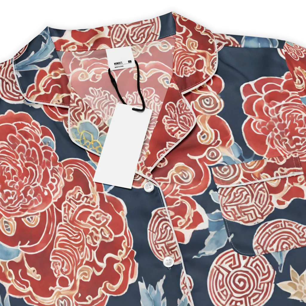 Crimson Labyrinth on Women's Short Sleeve Pajama Top — Product details