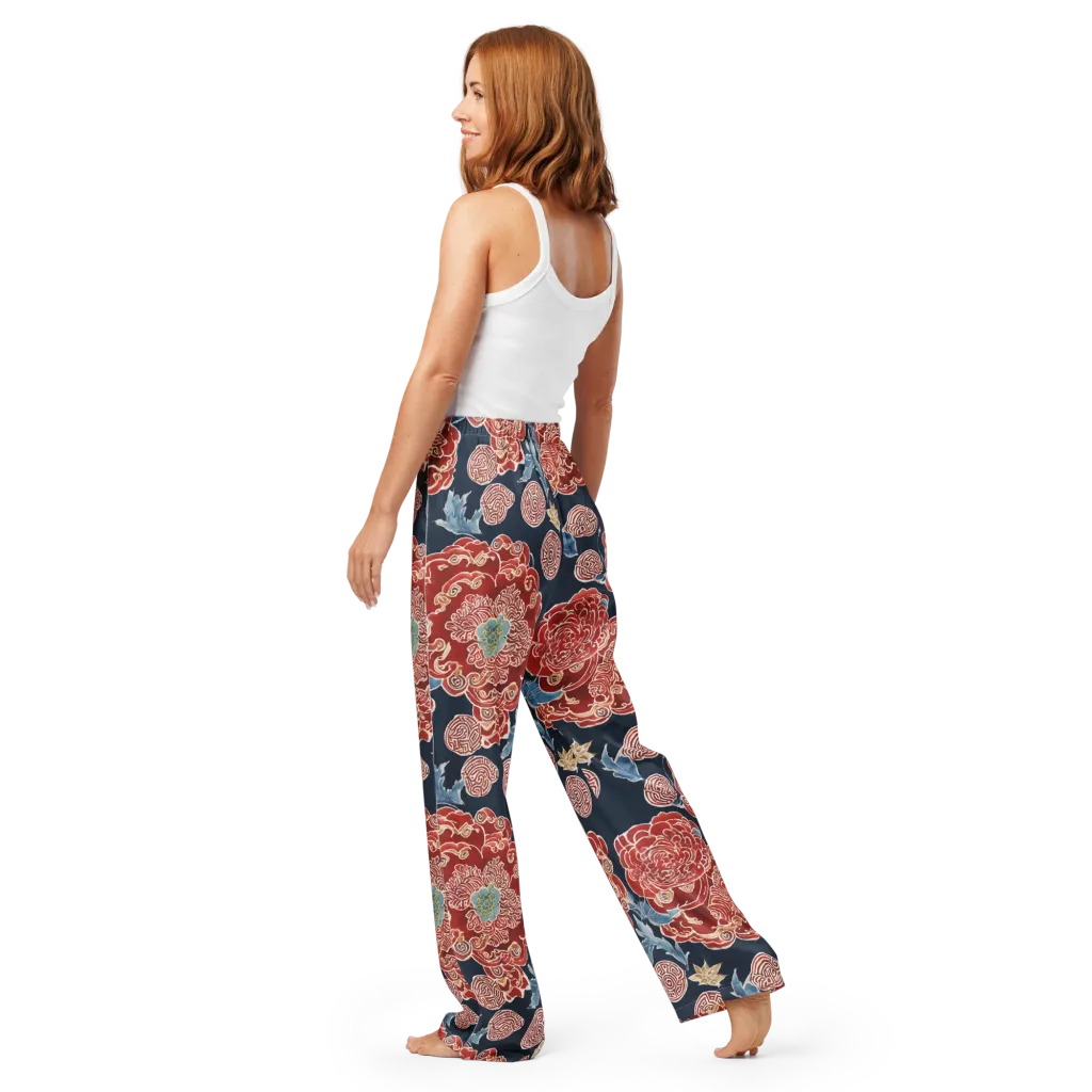 Crimson Labyrinth on Women's Pajama Pants — Back