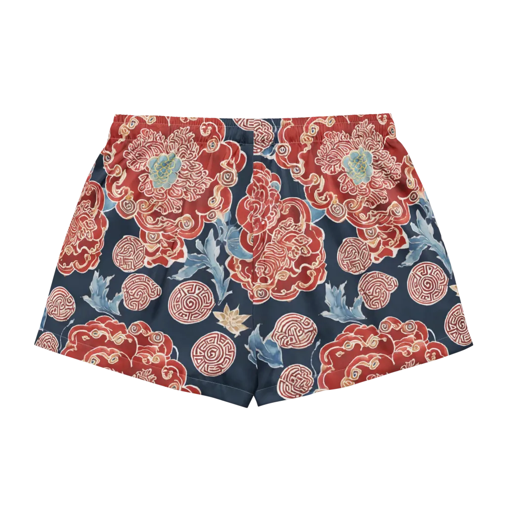 Crimson Labyrinth on Women's Pajama Shorts — Back