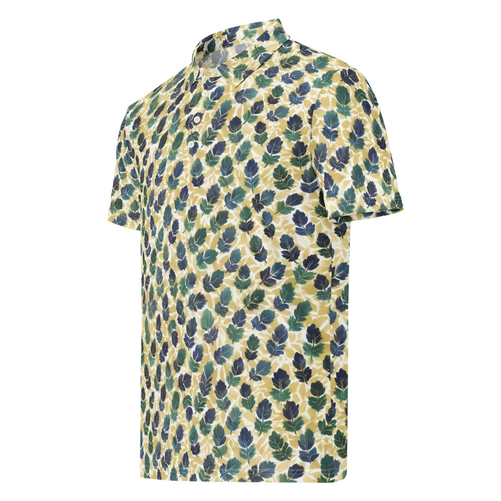 Golden Leaf Drift on Men's Slim Fit Polo Shirt — Left Front