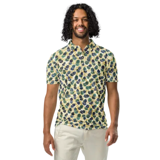 Golden Leaf Drift on a Men's Slim Fit Polo Shirt