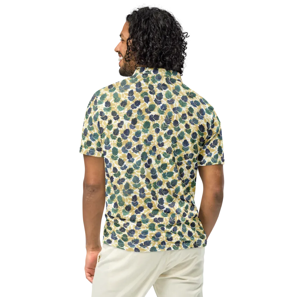 Golden Leaf Drift on Men's Slim Fit Polo Shirt — Back