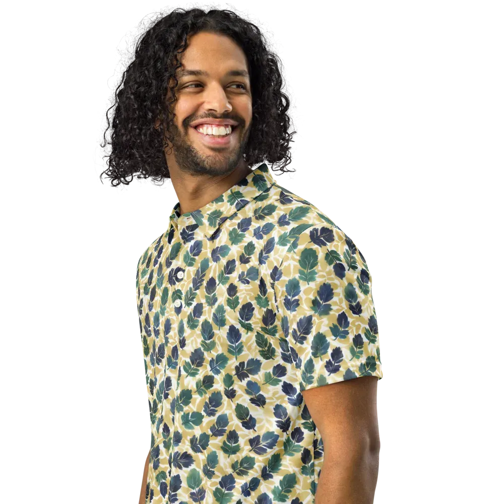 Golden Leaf Drift on Men's Slim Fit Polo Shirt — Left Front